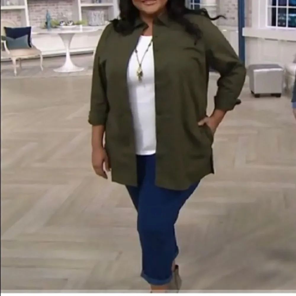 Denim & Co. Stretch Poplin Duster Shirt
